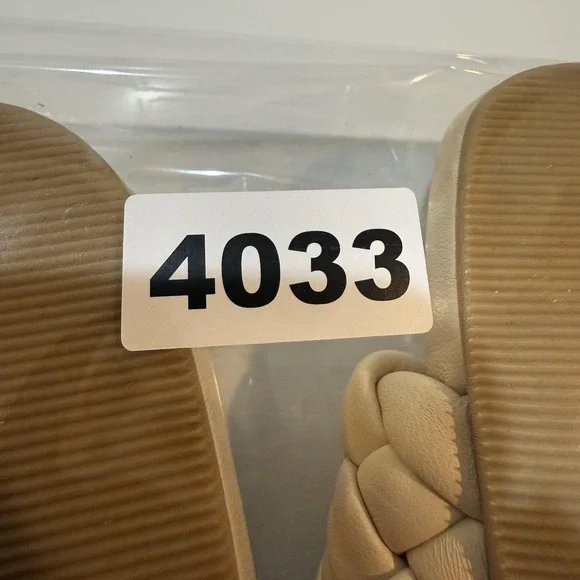 Loeffler Randall Sandals Womens Size 9 Beige Braided Leather Slide Flat Shoes - Picture 8 of 9